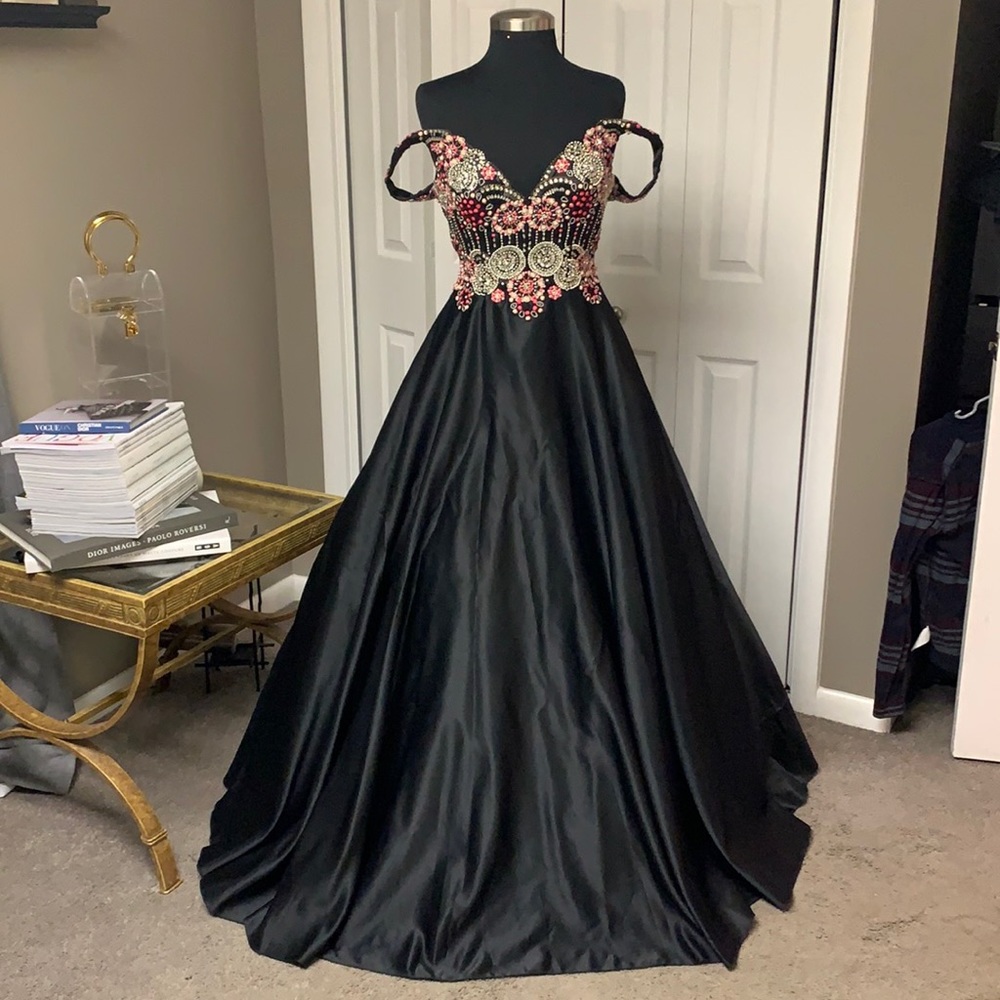 Stunning Ball Gown With Gorgeous Multicolor Beaded Bodice.